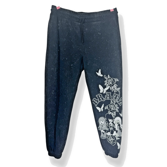 BRATZ Graphic Jogger Sweatpants 2XL Black Wash Drawstring Y2k Whimsigoth Retro - Picture 9 of 12